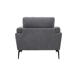 Fauteuil en tissu effet velours texturé gris et métal noir mosco