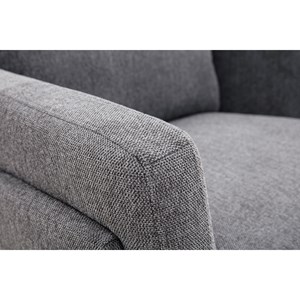 Fauteuil en tissu effet velours texturé gris et métal noir mosco