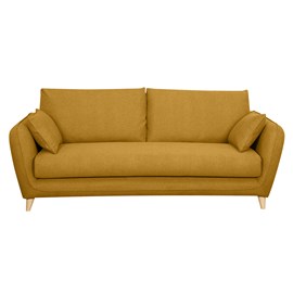 Canapé convertible 3 places jaune cumin avec matelas 10 cm creep