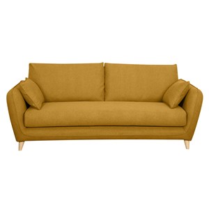 Canapé convertible 3 places jaune cumin avec matelas 10 cm creep