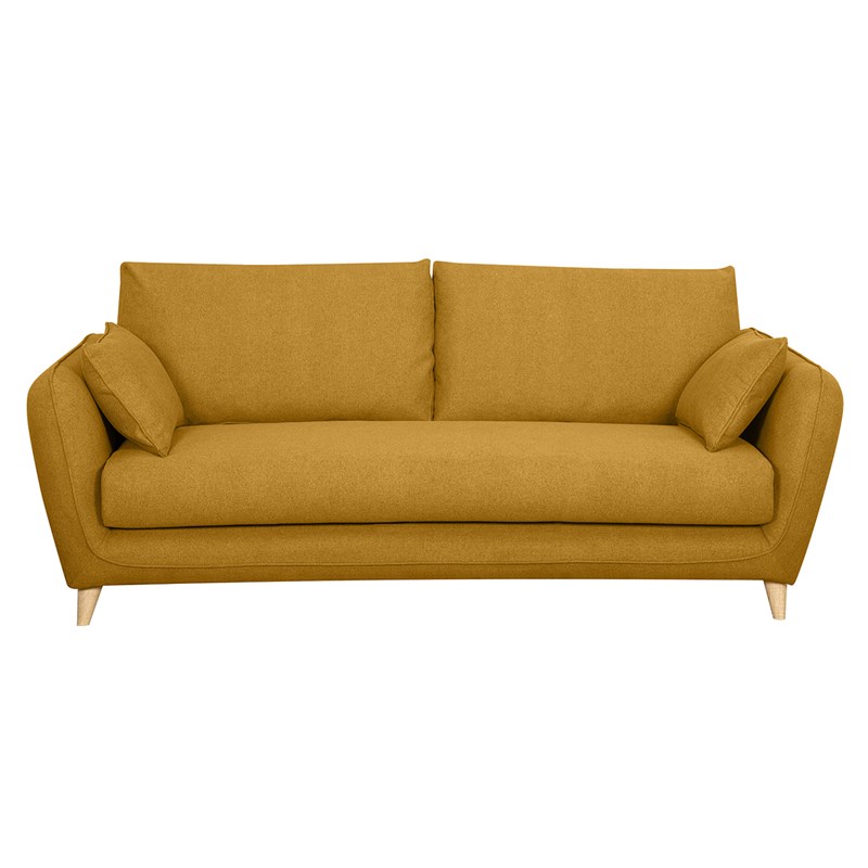 Canapé convertible 3 places jaune cumin avec matelas 10 cm creep