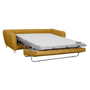 Canapé convertible 3 places jaune cumin avec matelas 10 cm creep