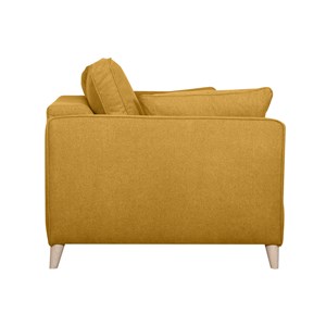 Canapé convertible 3 places en tissu jaune cumin et bois clair papel