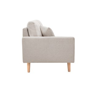 Méridienne en tissu effet velours texturé beige et bois clair bertille