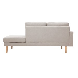 Méridienne en tissu effet velours texturé beige et bois clair bertille