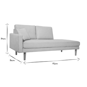 Méridienne en tissu effet velours texturé beige et bois clair bertille