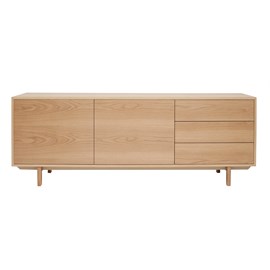 Buffet en bois clair 2 portes 3 tiroirs l195cm sid