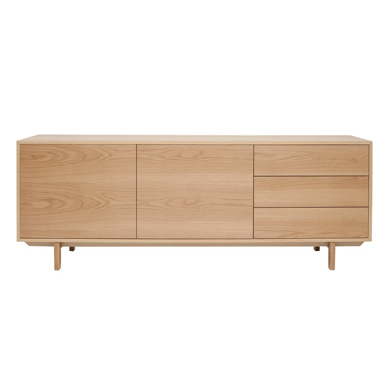 Buffet en bois clair 2 portes 3 tiroirs l195cm sid