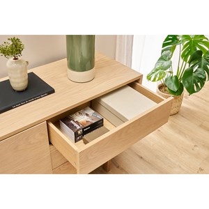 Buffet en bois clair 2 portes 3 tiroirs l195cm sid