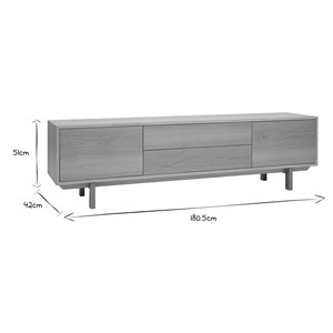 Meuble tv bois clair chêne 2 portes 2 tiroirs l180cm sid