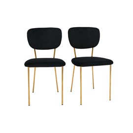 Chaises en tissu velours noir et métal doré (lot de 2) lepidus