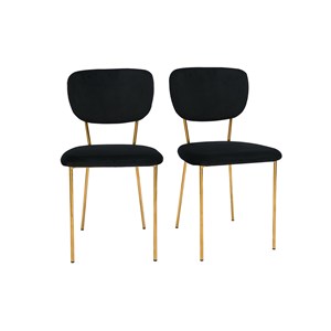 Chaises en tissu velours noir et métal doré (lot de 2) lepidus