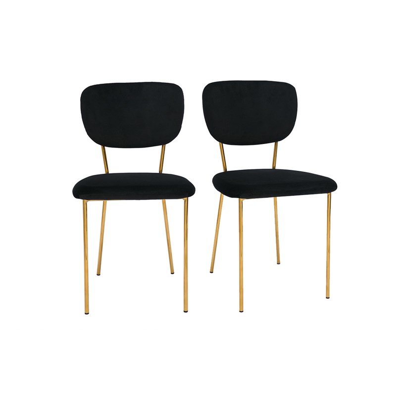 Chaises en tissu velours noir et métal doré (lot de 2) lepidus