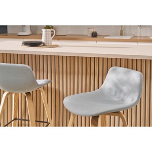 Tabourets de bar gris clair et bois h65 cm (lot de 2) nonie