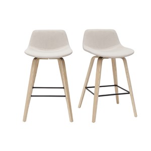 Tabourets de bar beige et bois clair h65 cm (lot de 2) nonie