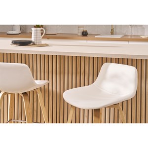 Tabourets de bar blanc et bois clair h65 cm (lot de 2) nonie