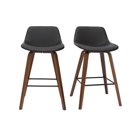 Tabourets de bar noir et noyer h65 cm (lot de 2) nonie