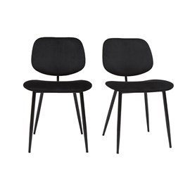 Chaises noires en tissu velours et métal (lot de 2) tobias