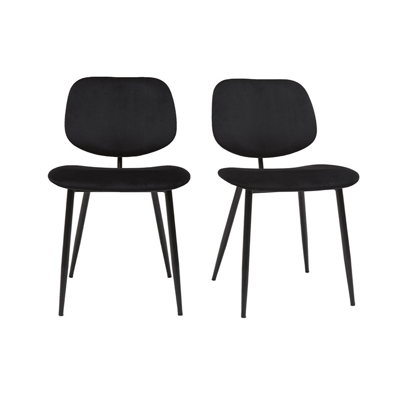 Chaises noires en tissu velours et métal (lot de 2) tobias