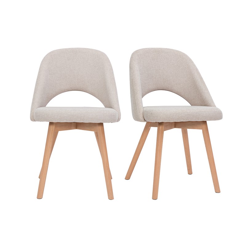 Chaises en tissu effet velours texturé beige (lot de 2) cosette