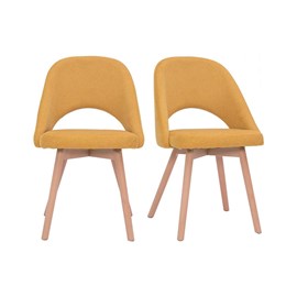 Chaises en tissu effet velours texturé jaune moutarde (lot de 2) cosette