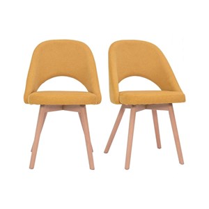 Chaises en tissu effet velours texturé jaune moutarde (lot de 2) cosette