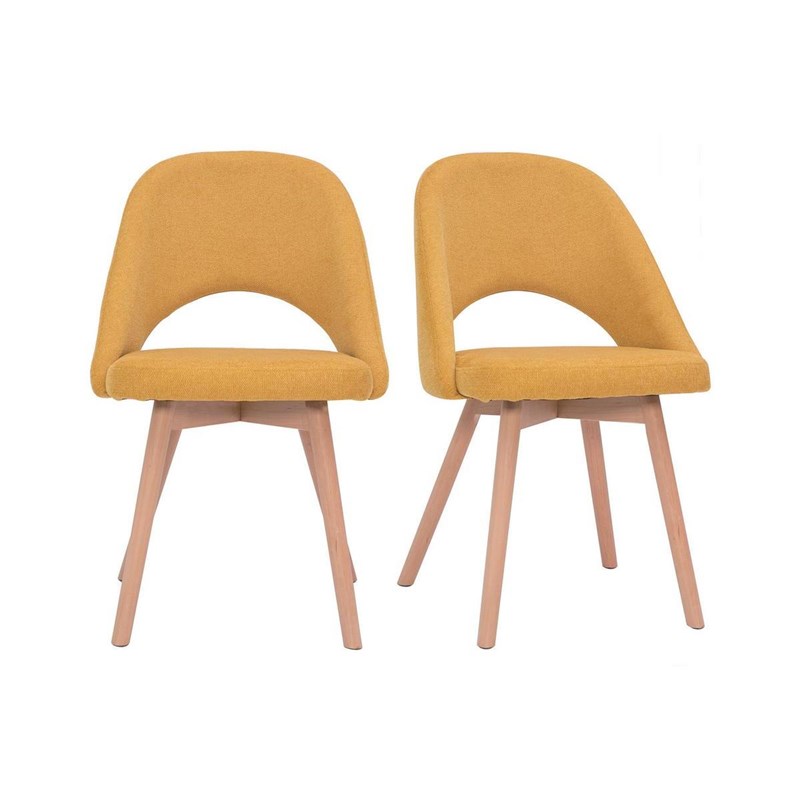 Chaises en tissu effet velours texturé jaune moutarde (lot de 2) cosette