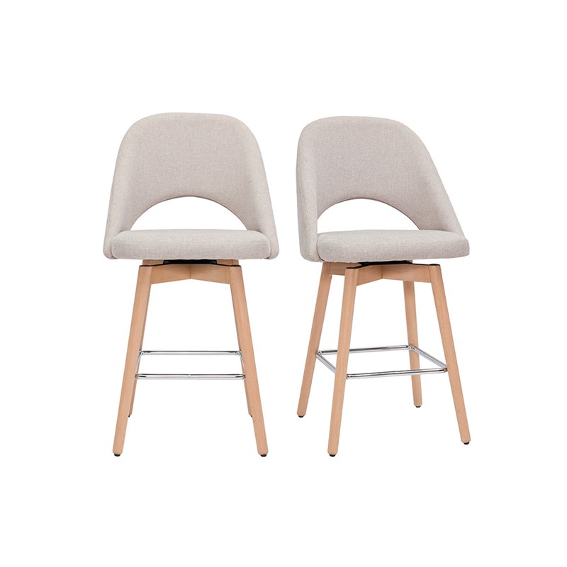 Miliboo - Tabourets de bar tissu effet velours texturé beige 65 cm (lot de 2) cosette
