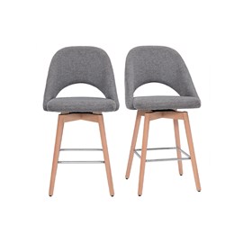 Tabourets de bar tissu effet velours texturé gris 65 cm (lot de 2) cosette