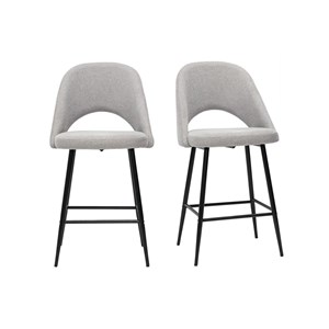 Tabourets de bar en tissu effet velours texturé gris h65 cm (lot de 2) cosette