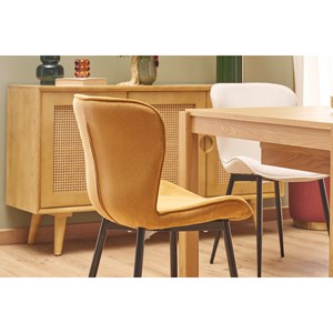 Chaises en tissu velours côtelé jaune curry et métal noir (lot de 2) addict