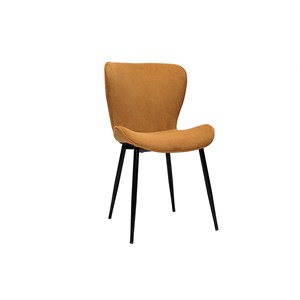 Chaises en tissu velours côtelé jaune curry et métal noir (lot de 2) addict