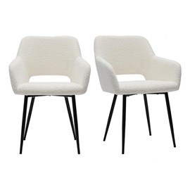Chaises en tissu effet laine bouclée blanc cassé (lot de 2) laurette