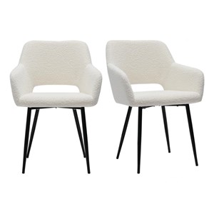 Chaises en tissu effet laine bouclée blanc cassé (lot de 2) laurette