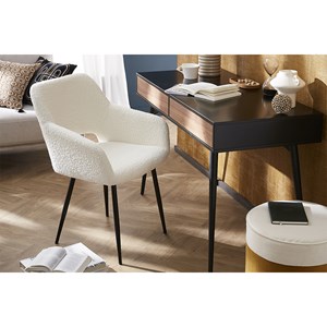 Chaises en tissu effet laine bouclée blanc cassé (lot de 2) laurette