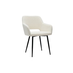 Chaises en tissu effet laine bouclée blanc cassé (lot de 2) laurette
