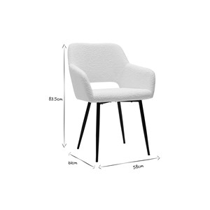 Chaises en tissu effet laine bouclée blanc cassé (lot de 2) laurette