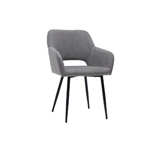 Chaises en tissu effet velours texturé gris et métal noir (lot de 2) laurette