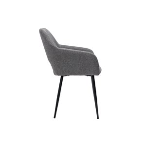 Chaises en tissu effet velours texturé gris et métal noir (lot de 2) laurette