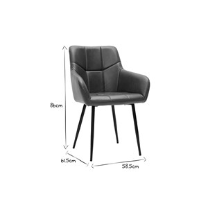 Chaises matelassées marron et métal noir (lot de 2) montero