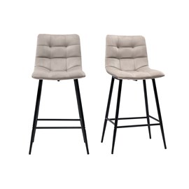 Tabourets de bar en velours taupe h65 cm (lot de 2) maxwell
