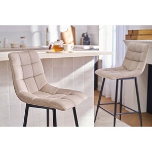 Tabourets de bar en velours taupe h65 cm (lot de 2) maxwell