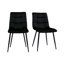 Chaises noires en tissu velours noir et métal (lot de 2) maxwell