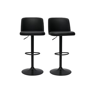 Tabourets de bar réglables noirs et métal noir (lot de 2) monti