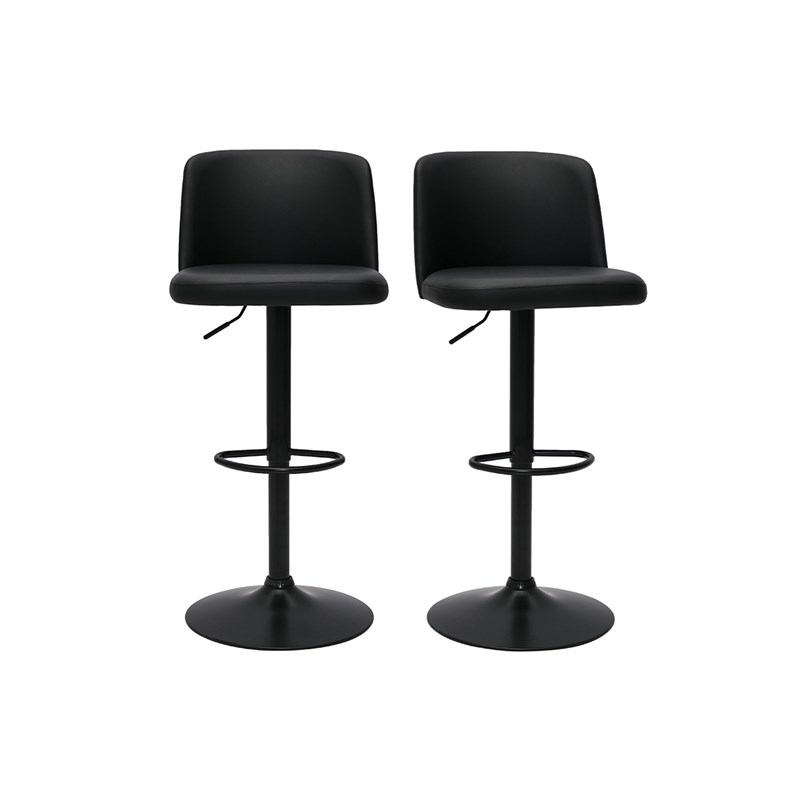 Tabourets de bar réglables noirs et métal noir (lot de 2) monti
