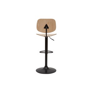 Tabouret de bar relevable bois clair et métal noir tobias