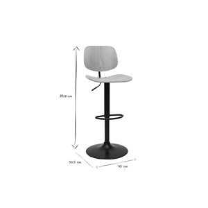 Tabouret de bar relevable bois clair et métal noir tobias