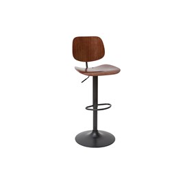 Tabouret de bar relevable noyer et métal noir tobias