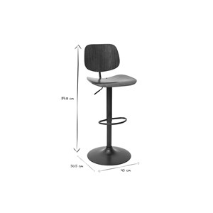 Tabouret de bar relevable noyer et métal noir tobias