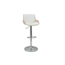 Tabouret de bar relevable blanc et bois clair vesper